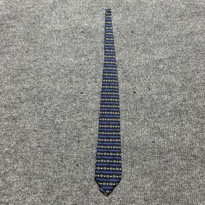 Richel Tie Mens One Size Blue Silk Geometric Chain Print Handmade Spain